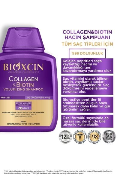 Bioxcin Collagen Ve Biotin Hacim Şampuanı 300 ml 2 li