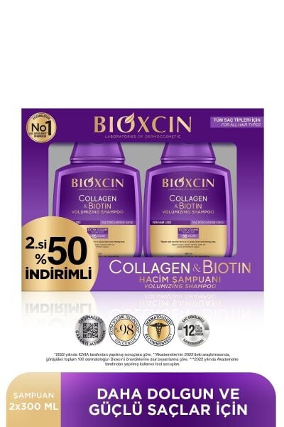 Bioxcin Collagen Ve Biotin Hacim Şampuanı 300 ml 2 li