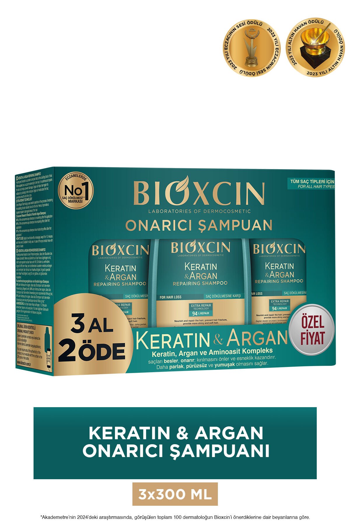 Bioxcin Keratin & Argan Şampuan 300 ml 3 al 2 öde