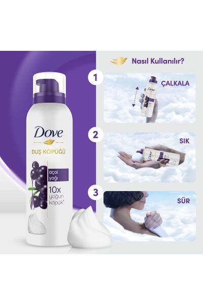 Dove Duş Köpüğü Açai Yağı Yoğun Köpük 200 ml