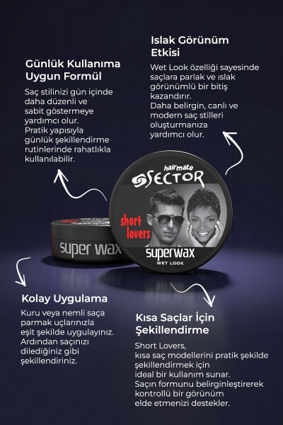 Sector Hairmate Wet Look Süper Wax Siyah 150 ml