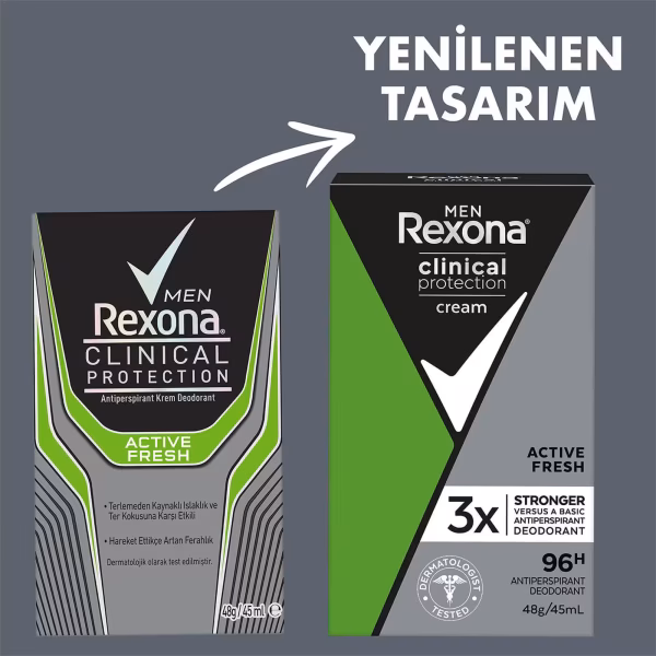 Rexona Men Krem Deodorant Clinical Protection Active Fresh 45 ml