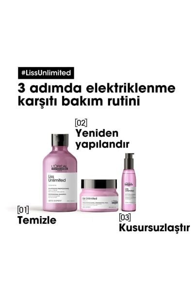 Loreal Professionnel Paris Serie Expert Liss Unlimited Elektriklenme Karşıtı ve Yoğun Yumuşaklık Veren Maske 250 ml