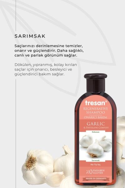 Tresan Sarımsak & Bitkisel Kompleks Onarıcı Bakım Şampuanı – Tüm Saç Tipleri İçin