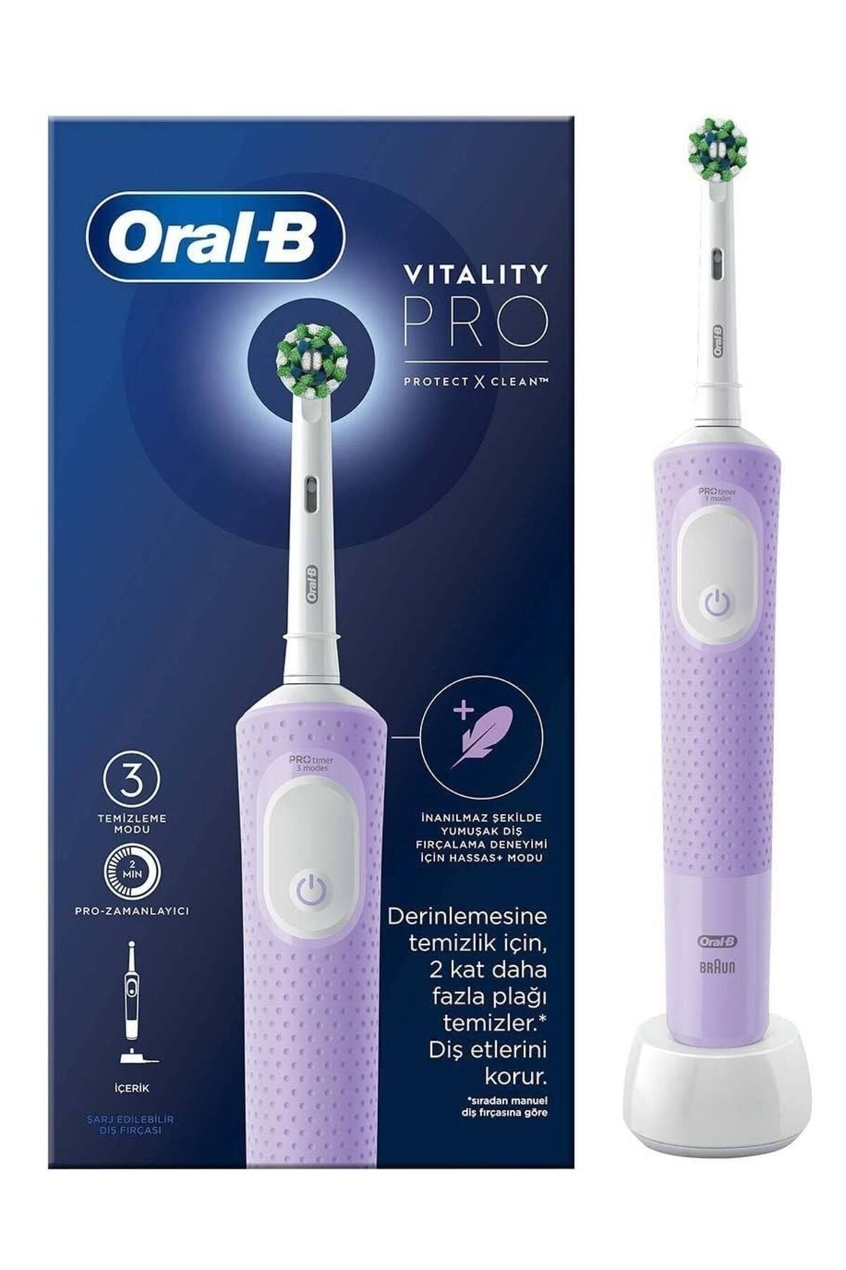 Oral-B Şarjlı/Elektrikli Diş Fırçası Vitality Pro Lila