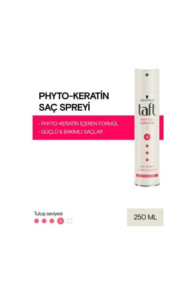 Taft Saç Spreyi Keratin Ultra Güçlü 4 numara 250 Ml