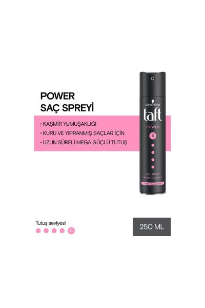 Taft Power Kaşmir Parlaklığı Veren Mega Güçlü Saç Spreyi 250 Ml