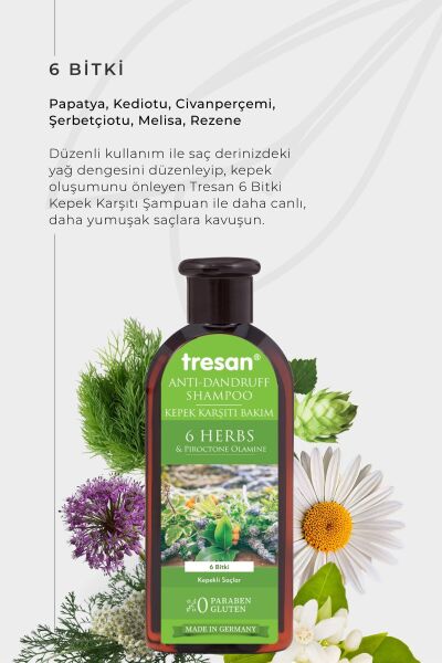 Tresan 6 Bitki Kompleksi Kepek Karşıtı Bakım Şampuanı 300 ml