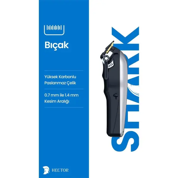 Hector Shark Profesyonel Tıraş Makinesi Titanyum Gri