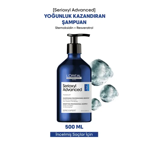 Loreal Professionnel Serie Expert Serioxyl Advanced İncelmiş Saç Telleri için Yoğunluk Kazandıran Şampuan 500 ml