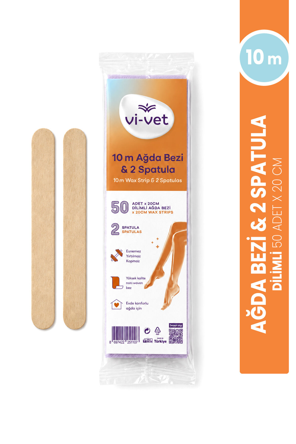 Vi-vet 10 m Dilimli Ağda Bezi ve Spatula