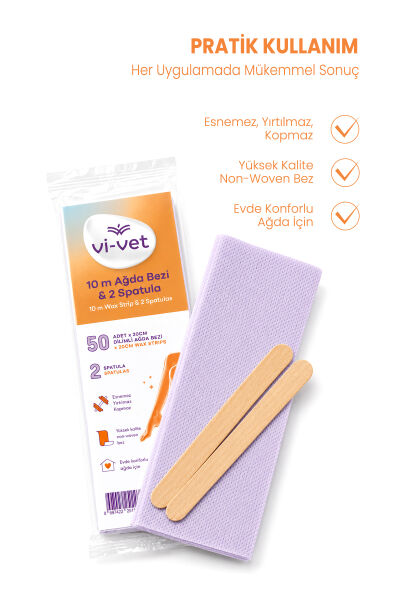 Vi-vet 10 m Dilimli Ağda Bezi ve Spatula