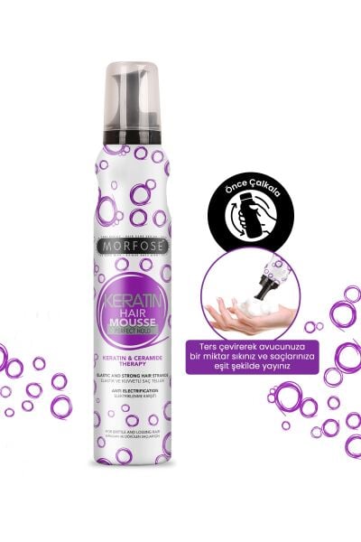 Morfose Keratin Saç Köpüğü 200 ml Elastik Ve Kuvvetli Saç Telleri Elektriklenme Karşıtı