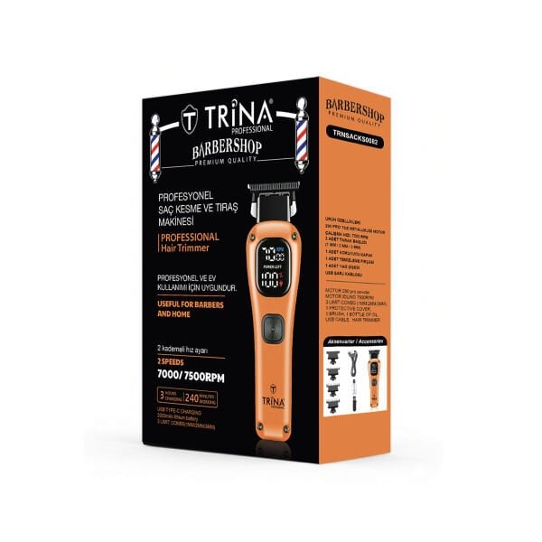 Trina Professional Saç Kesme Makinesi Turuncu