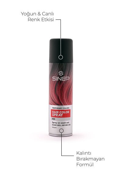 Sinep Renkli Saç Spreyi Kırmızı 150 ml