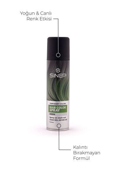 Sinep Renkli Saç Spreyi Yeşil 150 ml