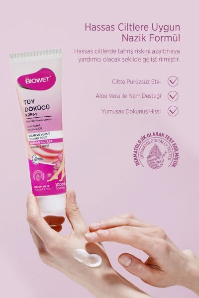 Biowet Hassas Ciltler İçin Tüy Dökücü Krem 100 ml