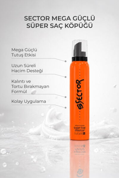 Sector Mega Sert Tutuş Saç Köpüğü 200 ml