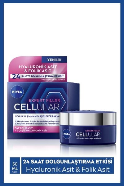 Nivea Cellular Expert Filler Yoğun Yaşlanma Karşıtı Gece Yüz Bakım Kremi 50 ml