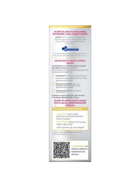 Nivea Luminous630 Koyu Halka Karşıtı Göz Bakım Kremi 15 ml