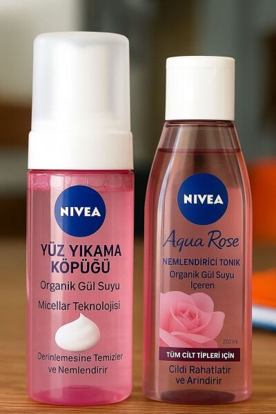 Nivea Aqua Rose Yüz Temizleme Köpüğü 150 ml + Tonik 200 ml