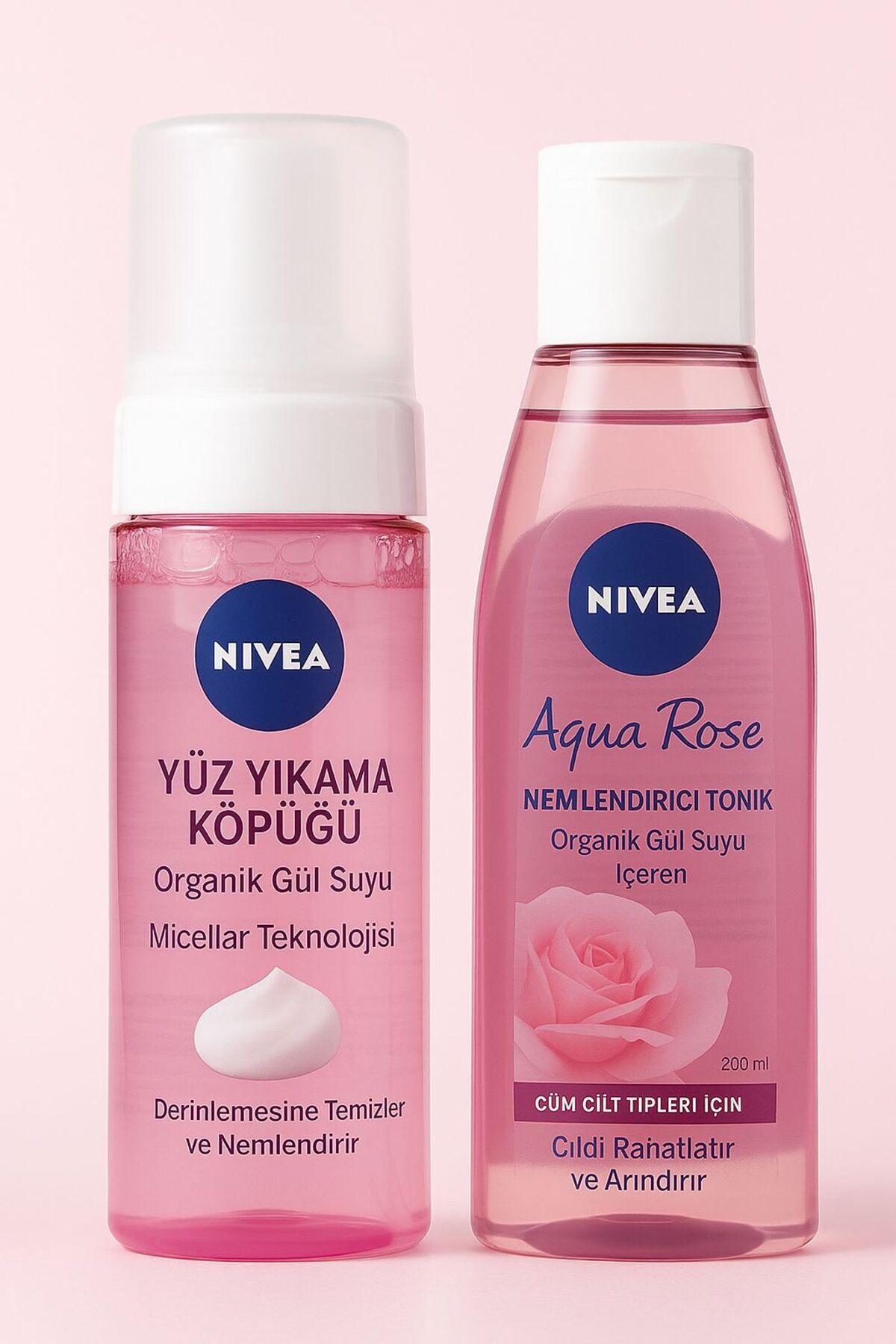Nivea Aqua Rose Yüz Temizleme Köpüğü 150 ml + Tonik 200 ml