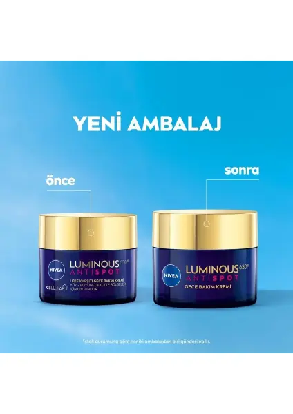 Nivea Cellular Luminous630 Thiamidol Etkili Leke Karşıtı Gece Yüz Bakım Kremi 50 ml