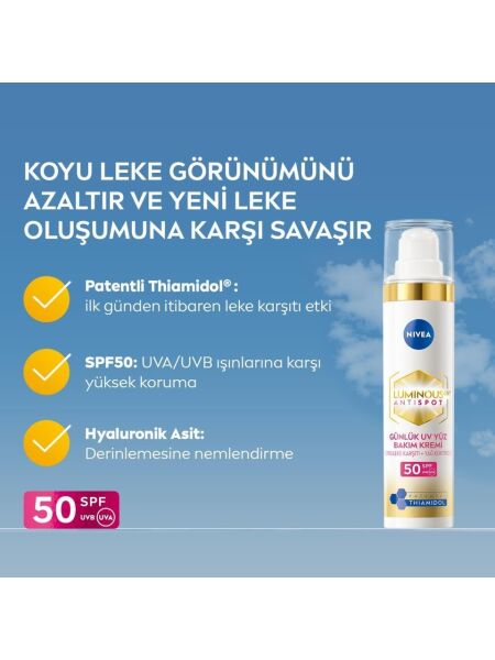 Nivea Luminous630 Spf50 Güneş Korumalı Leke Karşıtı Gündüz Yüz Bakım Kremi 40 ml